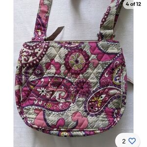 Vera Bradley Crossover Purse 8"x7" Quilted Fabric Pink Purple Paisley